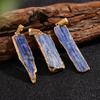 1pc Natural Blue Kyanite Amethyst Crystal Chakra Pendant Reiki Healing Pendant Wrap Golden Edge