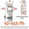 European Standard T-Nut - Rear-Mounted T-Shaped Hammer Head for Aluminum Profile (M4, M5, M6, M8) 20/30/40/45.