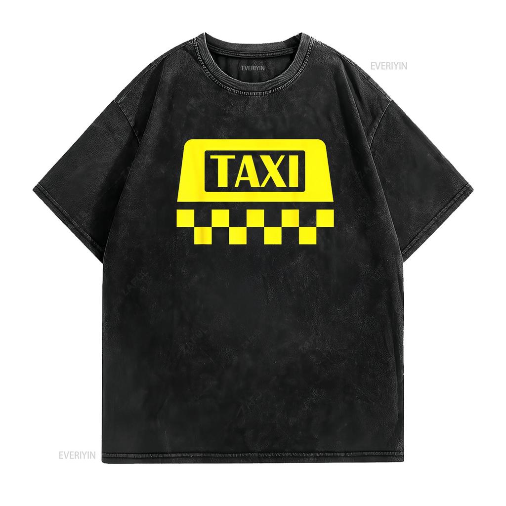 Gelbes Taxi Kostüm Halloween Lustiger Fahrer Herren Fahren T-Shirt vintage Gewaschen Designer Kleidung homme Grafik Bequem