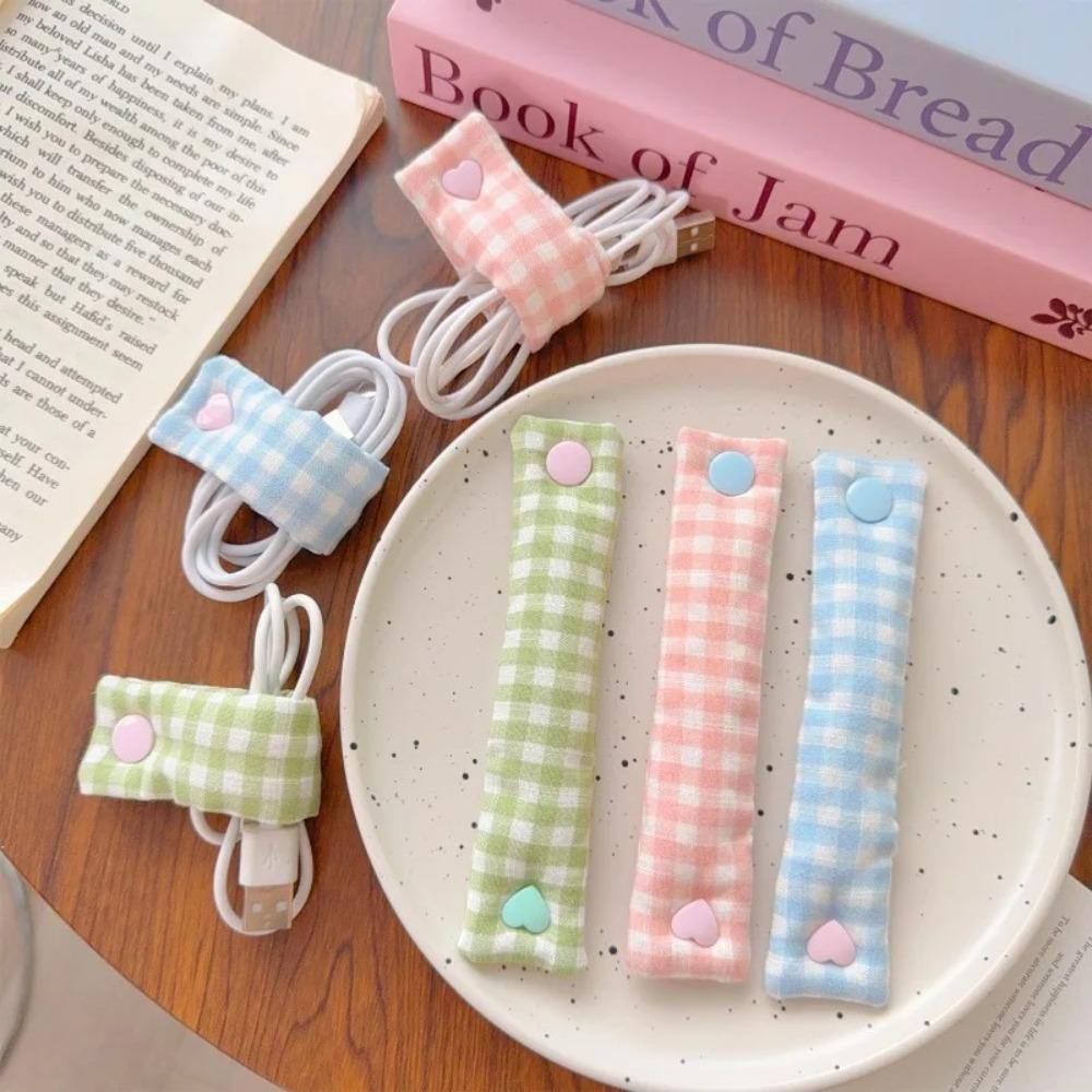 Fivela de Armazenamento de Cabo de Dados Portátil Reutilizável Tecido Enrolador de Cabo de Carregamento Laço Florido Organizador de Fio de Tecido em Grade Armazenamento Doméstico