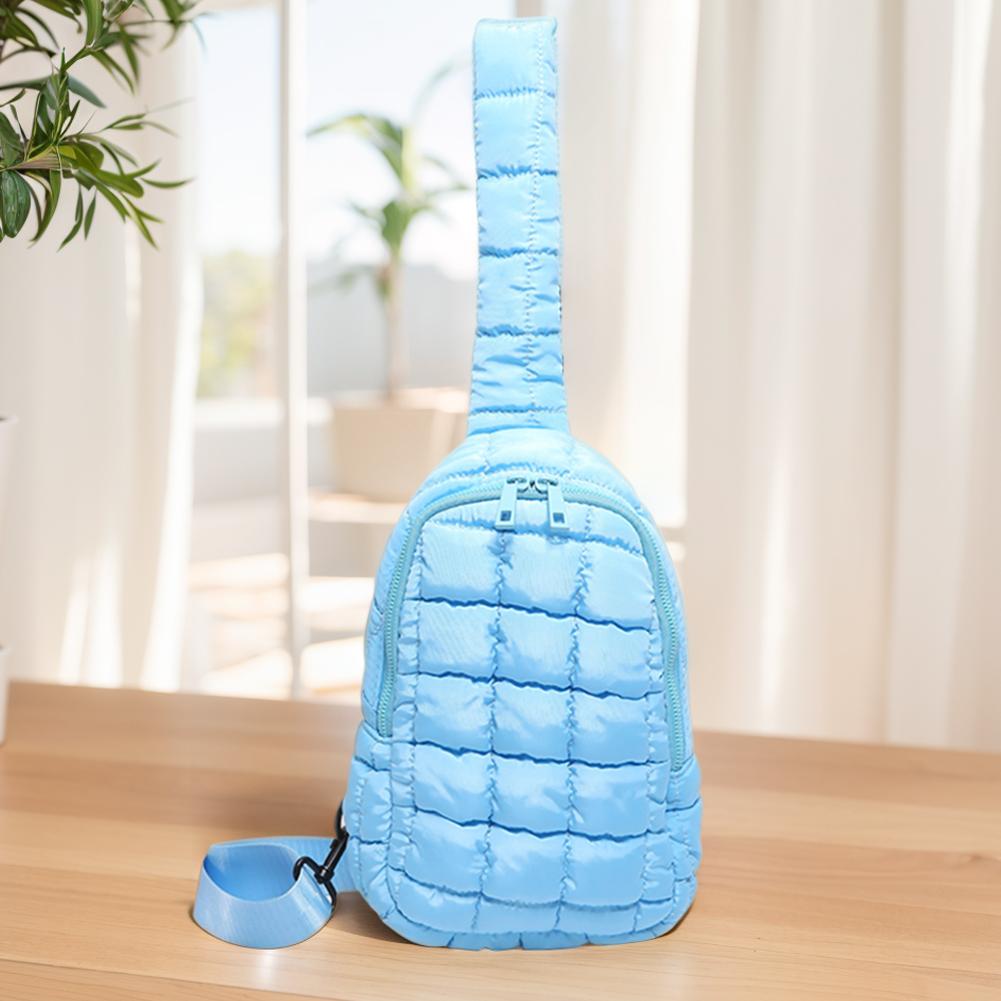 

Женская стеганая нагрудная сумка-пуховик через плечо, сумка-слинг с регулируемым ремнем, дорожная поясная сумка, повседневная поясная сумка, уличная дорожная сумка синий