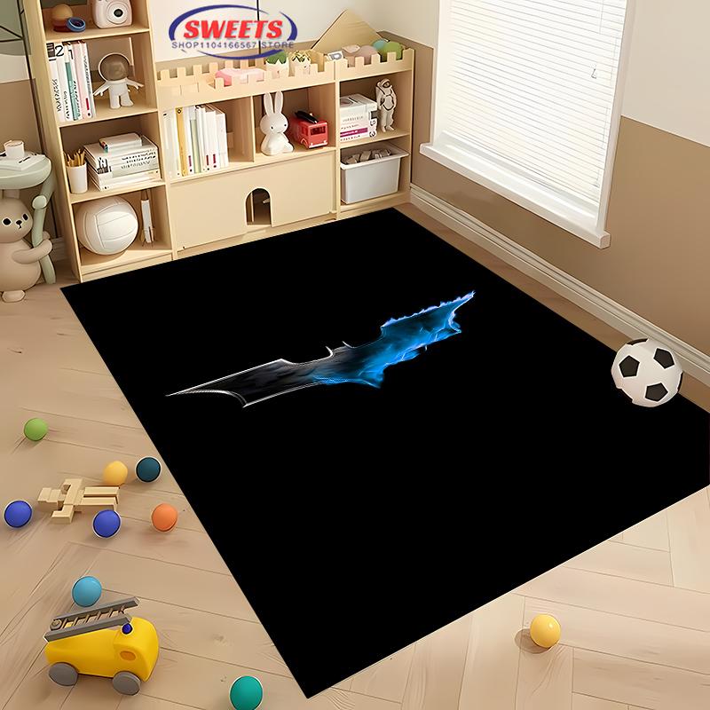 Tappeto Classico DC Batman, Logo Batman Soggiorno Camera da Letto Bambini Tappetino da Letto, Tappeto Confortevole Antiscivolo Resistente, Tappeto Lavabile in Lavatrice