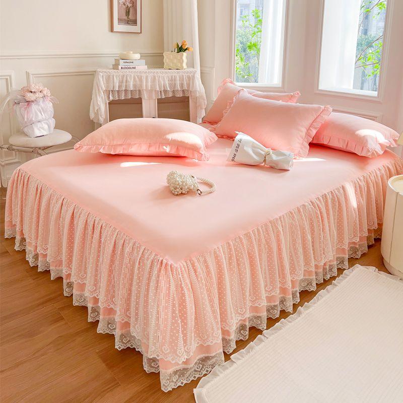 Elastic Bed Ruffles Bed Skirt Soft Comfortable Wrap Around Fade Resistant Bed Cover Without Surface Bed Protector