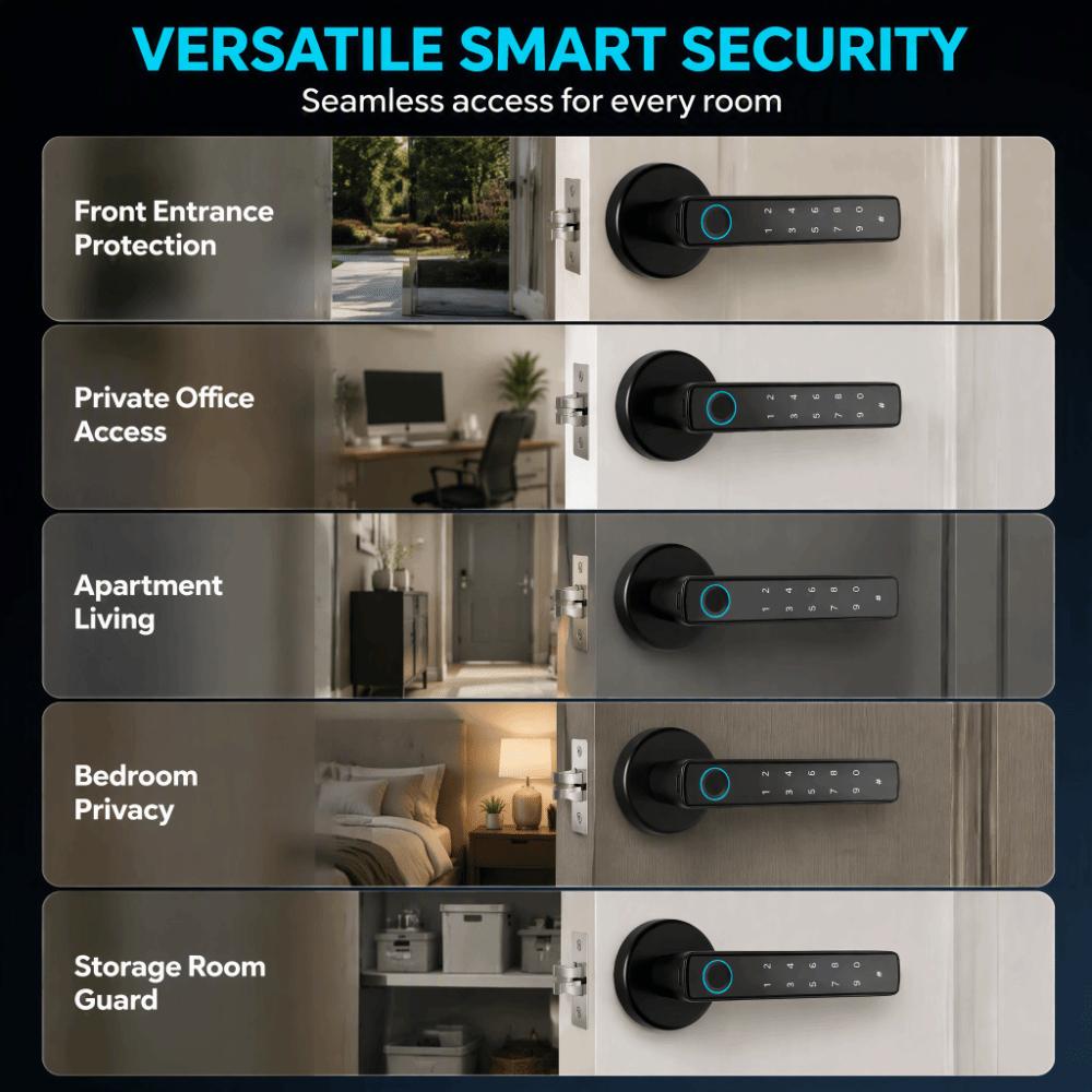 4 in 1 Fingerprint Door Lock Tuya App Keyless Door Lock Security Smart Door Lock Office