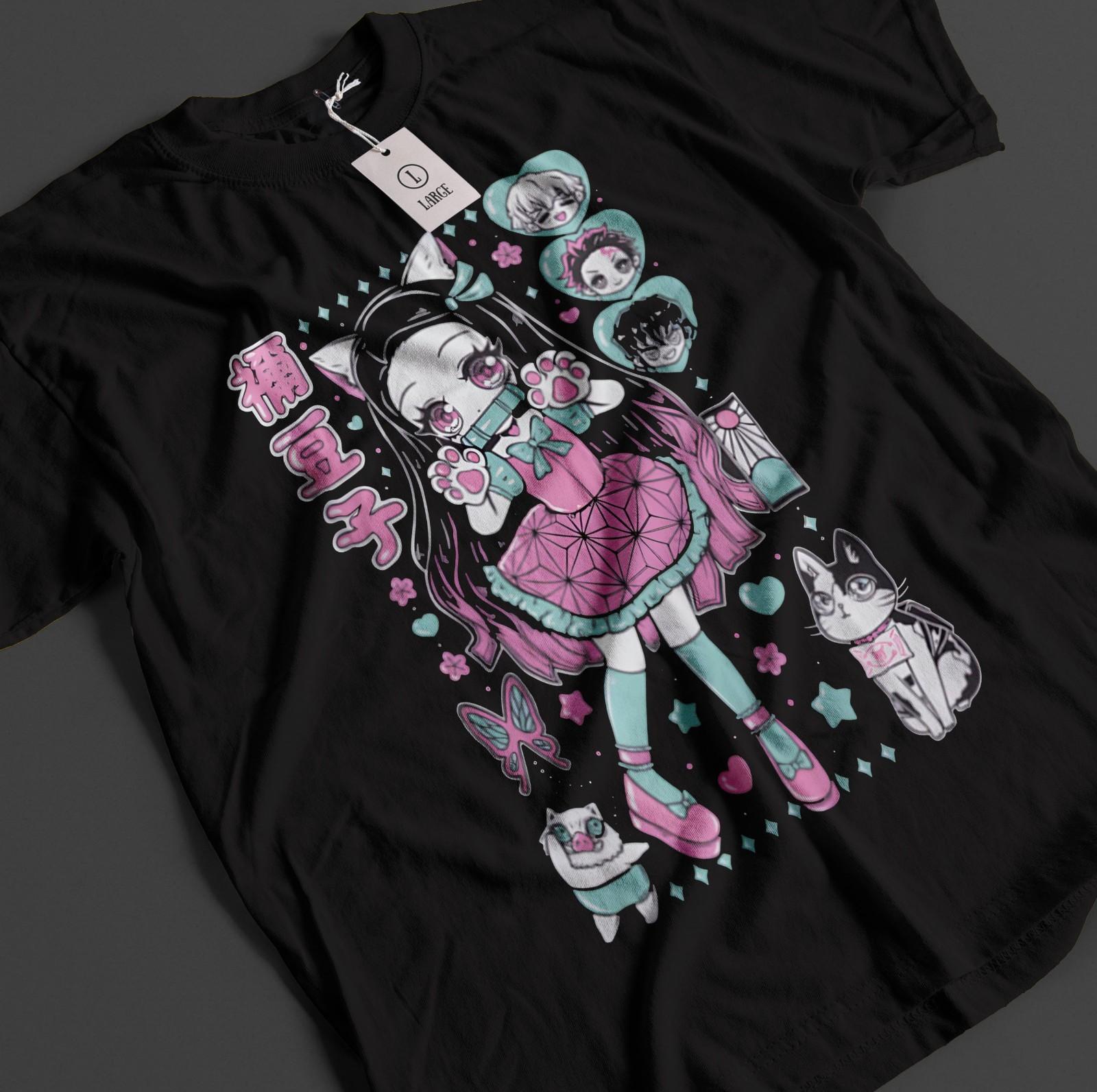 

Demon Slayer Shirt Nezuko T-Shirt Mens Womens Tees Top Tanjiro KNY Anime Zenitsu Top Akaza Muzan Tee S