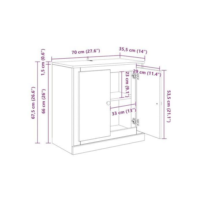 Buffet moderne en bois d'ingénierie - vidaXL - Bois Ancien - 210x35,5x67,5 cm - Avec tiroir - 4 portes