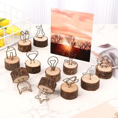 Desktop Decoration Wedding Supplies Table Numbers Holder Wooden Paper Clamp Photos Clips Picture Frame Clamps Stand Place Card
