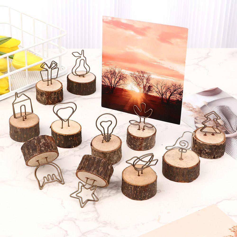 Desktop Decoration Wedding Supplies Table Numbers Holder Wooden Paper Clamp Photos Clips Picture Frame Clamps Stand Place Card