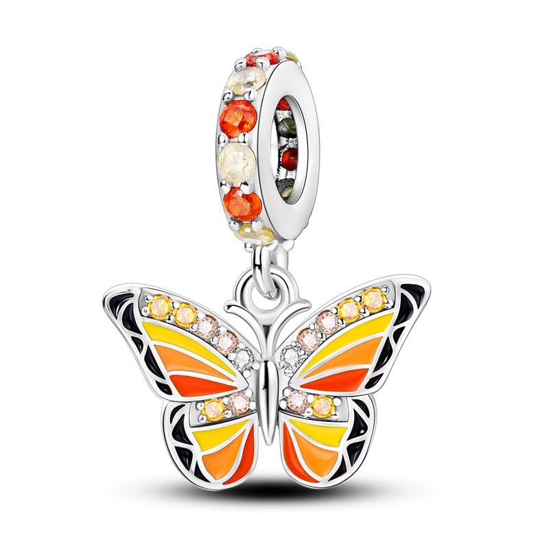 copper Plating Colorful Butterfly Insect Animal Charm Bead Charms Bead Charms Sparkling Zircon Compatible With Qikaola Authentic Bracelets Do It Yours