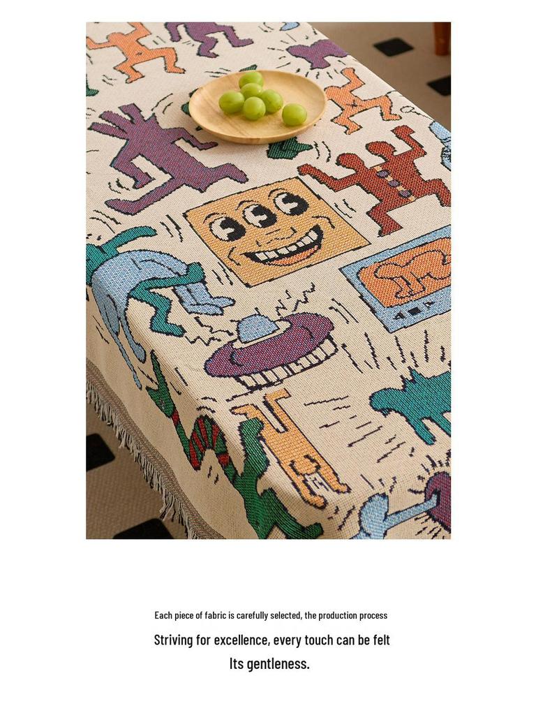Ethnic Style Outdoor Tablecloth for Camping & Dining - Sisters' Chat Coffee Table Decor