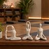 Contemporary Interior Accents 3Pcs Abstract Yoga Figure Sculpture Set Hollow Dancer with Glossy