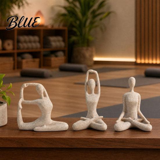 Contemporary Interior Accents 3Pcs Abstract Yoga Figure Sculpture Set Hollow Dancer with Glossy