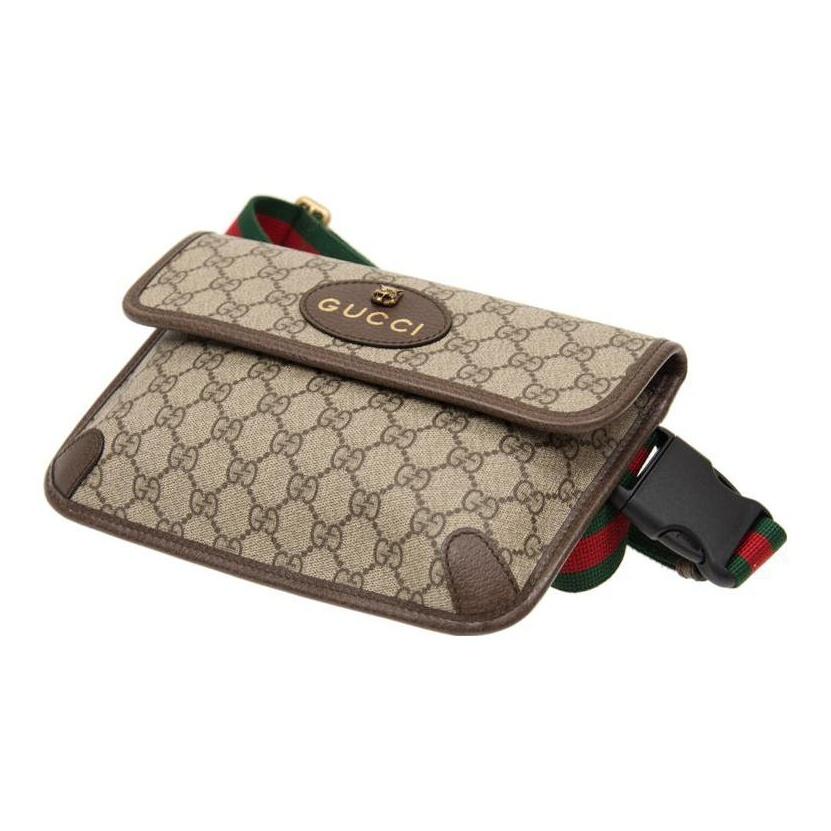 Gucci Neo Vintage Collection Tiger-Head Decorated Canvas and Leather Mix Crossbody Waist Bag Small Men's Ebony Brown