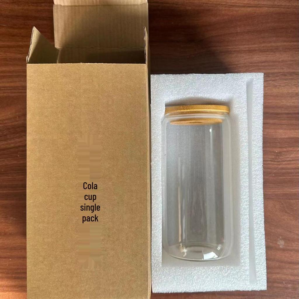 High-Temperature Resistant Borosilicate Glass Cup with Bamboo Lid & Straw