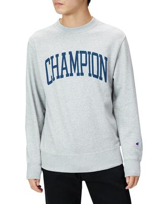 Sweatshirt Long Sleeve Round Neck Fleece College Font Print Crew Neck Sweatshirt Custom Made Basic Oxford Gray L [Champion] C8-W042Z Men's