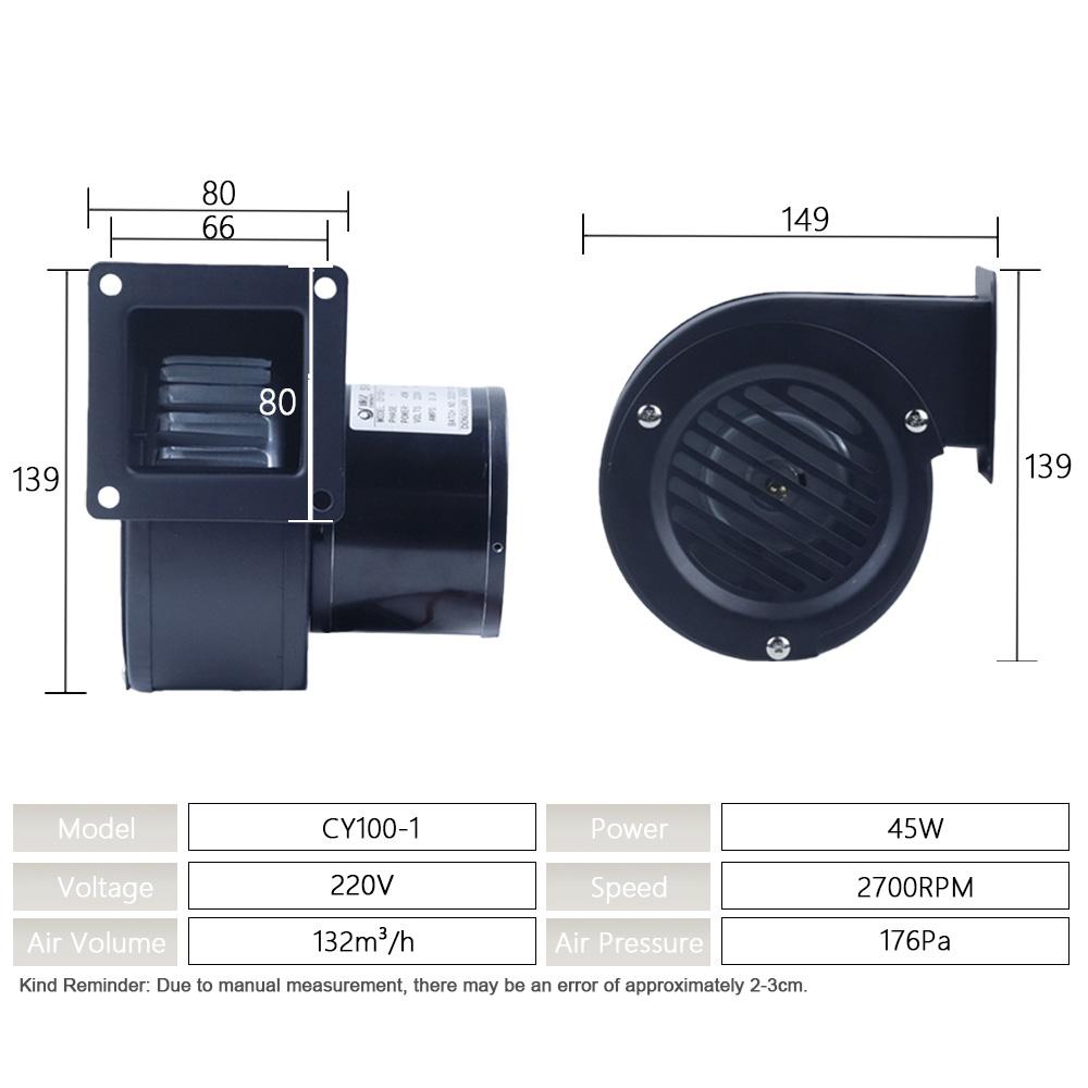 220V Silent Centrifugal Blower Fan 13W/40W/45W Mini Iron Shell Air Blower for Pellet Stove Grill Heater