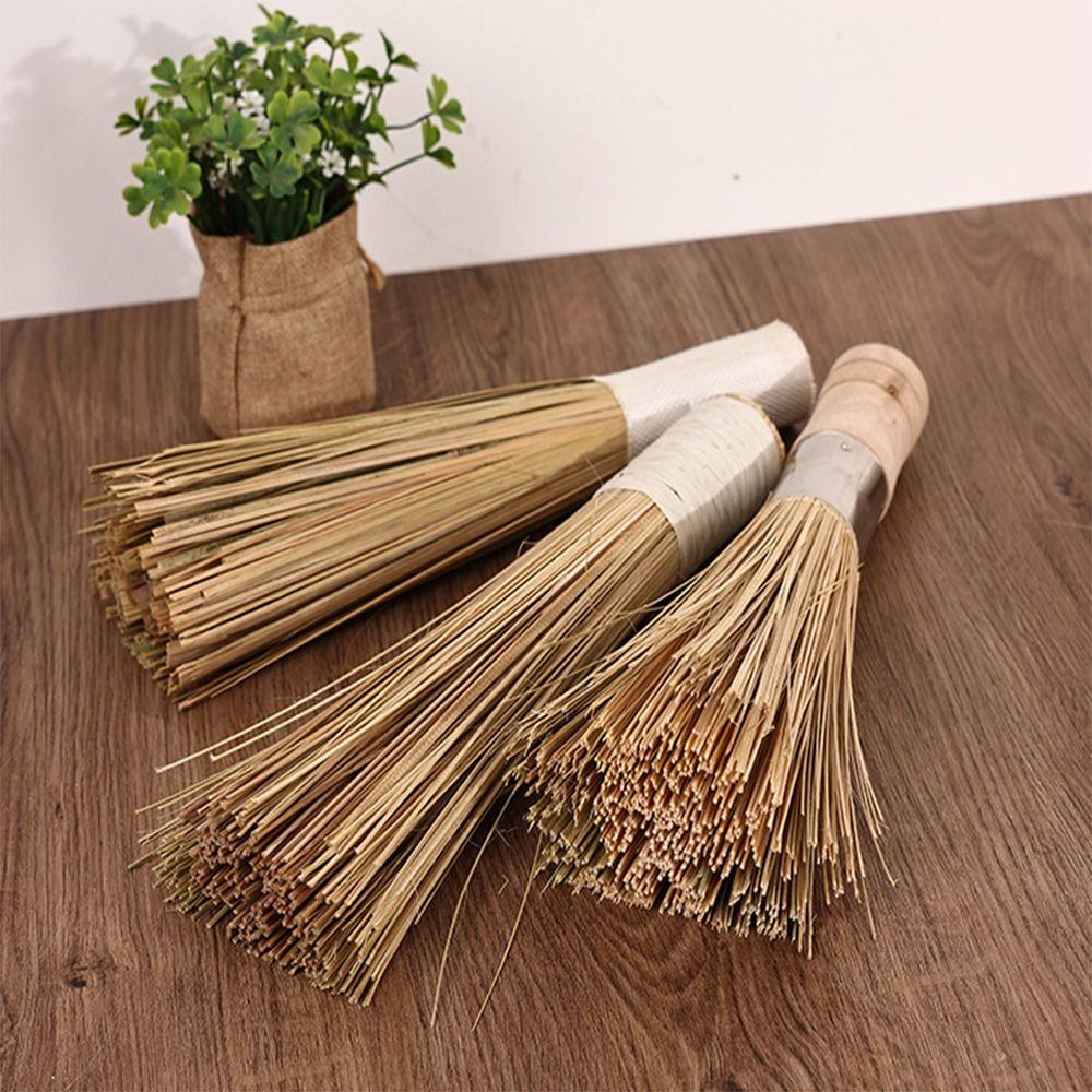 2 Pcs 12-Inch Bamboo Wok Brush Bamboo Wok Cleaning Brush Easy To Use Bamboo Cleaning Brush Kitchen