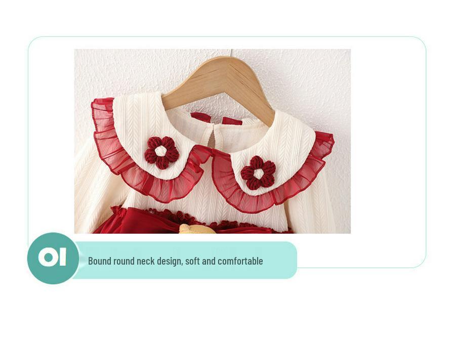 Hui Ai Girls’ Princess Dress: Autumn 2023, Spring/Fall Style, Kids' Fake Two-Piece