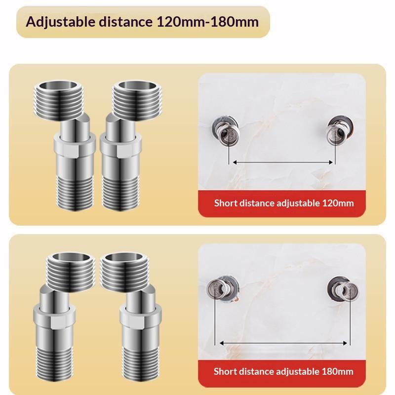 1 Set Stainless Steel Angled Curved Foot Wall Mounted Eccentric Screw Corner 360 Degree Adjustable Shower Faucet Adapter