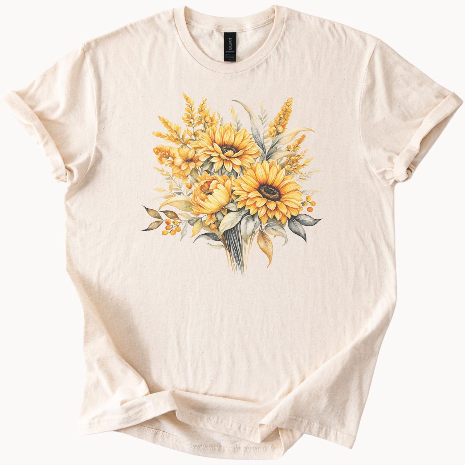 Sunflower Bouquet Shirt Yellow Floral Graphic Tee Sunflowers Aesthetic Flower Graphic Shirt Botanical Fall Floral TShirt Wildflowers 160