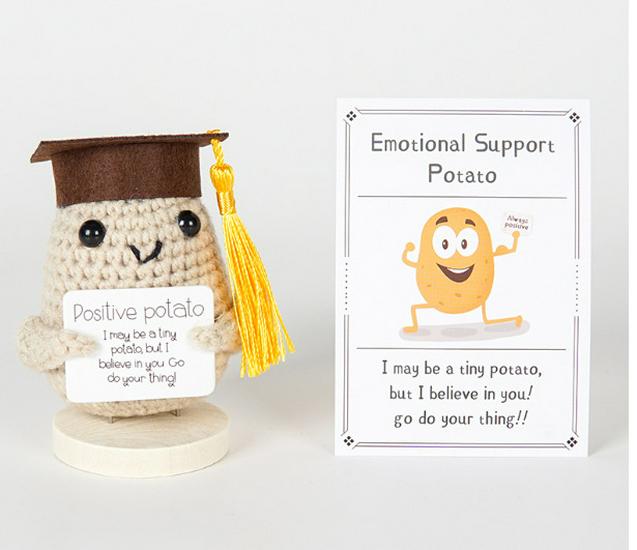 Cross-border Positive Energy Potato Crochet Doll: Humorous Yarn-Knitted Bonsai Ornament and Gift Card