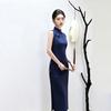 Blue sleeveless national style new Chinese Suzhou long cheongsam improved young 1011 new women's high sense summer