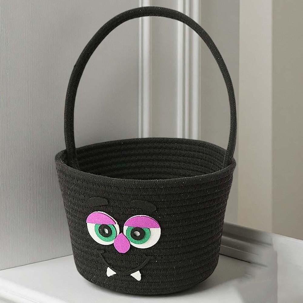 Braided Pumpkin Candy Bucket Orange Trick Treat Tote Kids Gift Hamper Woven Storage Pouch Teachers