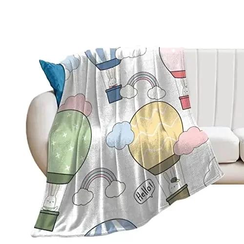 Rabbit Flannel Throw Blanket Anti-Pilling Cozy Bed Blanket Lightweight Warm Blankets for Couch Bed Sofa Office Super Soft King