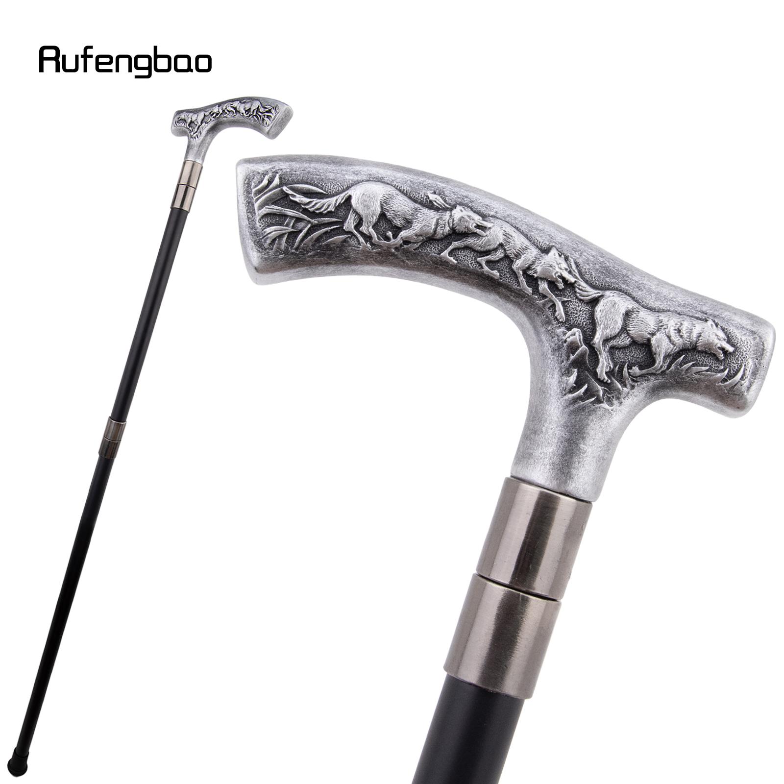 

Серебряная полимерная трость с волком, модная декоративная стальная трость, элегантная трость для косплея, набалдашник, посох 94 см