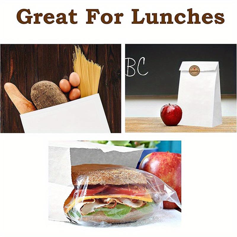 50 ks velkých bílých svačinových tašek, kraftových bílých papírových tašek, silných pro malé firmy