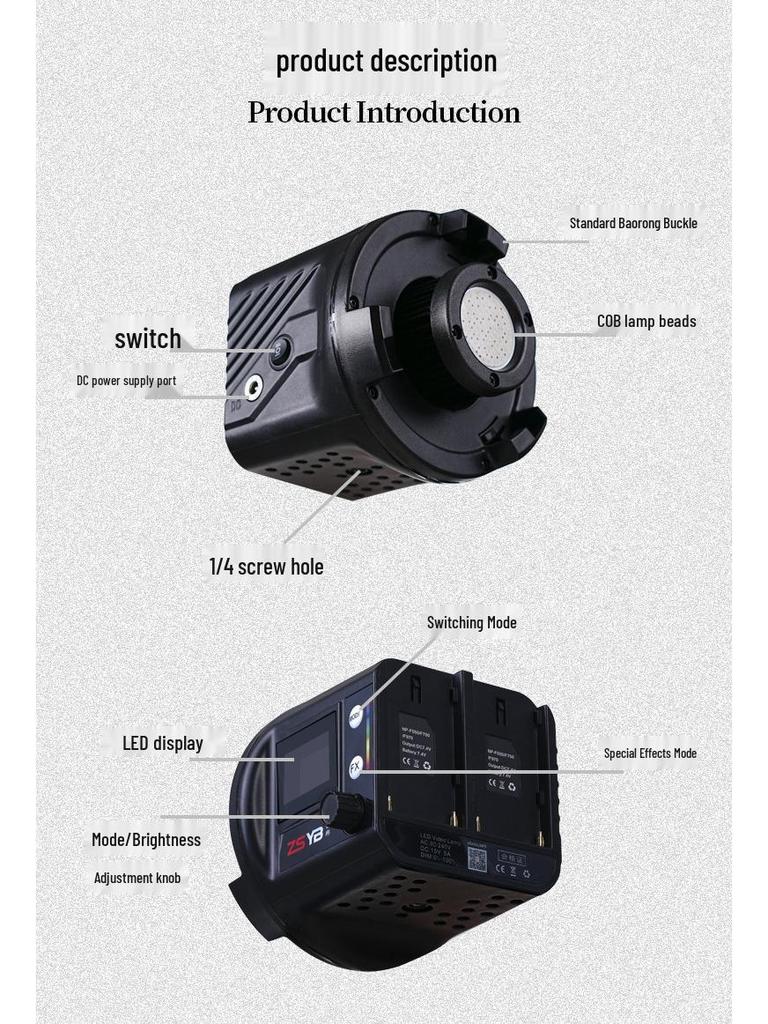 8 Shadow Bang 60W RGB LED Atmosphere Light for Live Streaming, Outdoor Shooting, and Portrait Photography