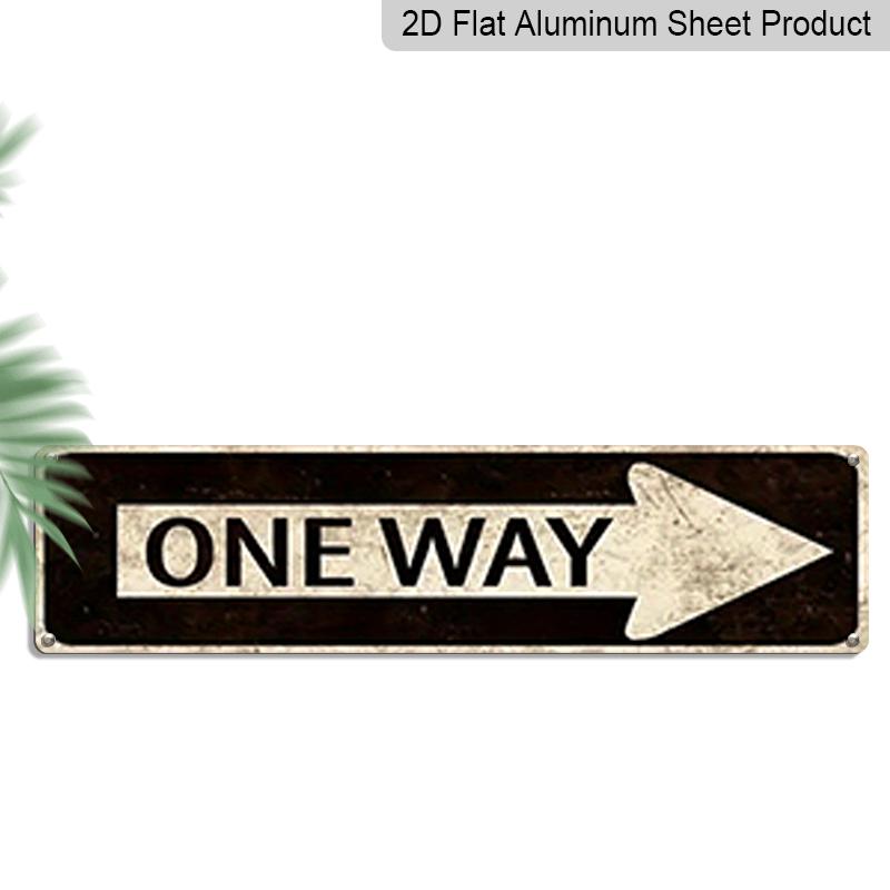 

2D Flat, 1pc, 3.94 X 15.74 Inches Aluminum Decorative Sign - Retro Distressed One Way License Plate Style Metal Wall Art - Waterproof Weatherproof 40cm x 10cm