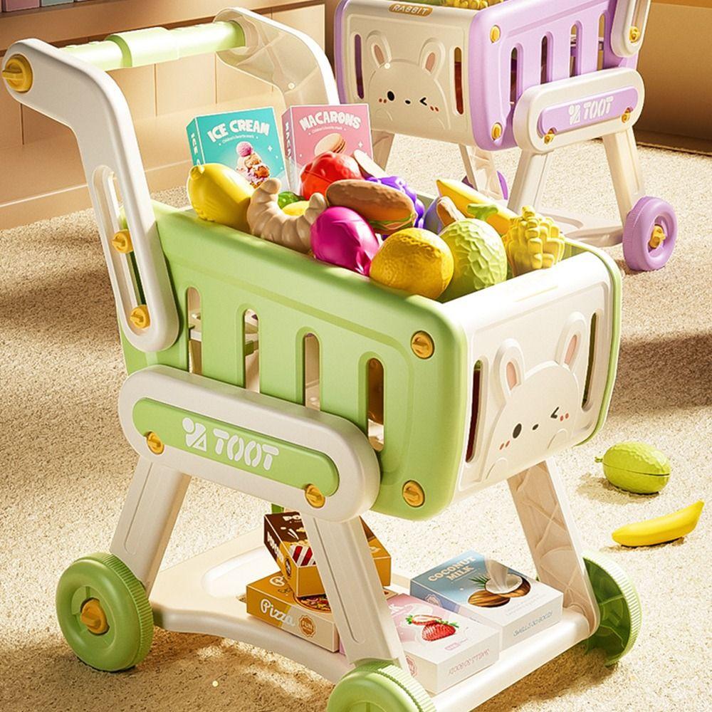 32Pcs/Set Multicolor Shopping Cart Toy Simulation Design Fruit Snacks Kitchen Toy Role Playing Playing House Role Playing Toy