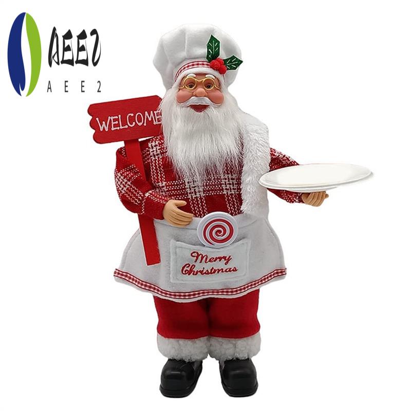 AEE2-Christmas Decoration Standing Santa Claus Doll Christmas Kitchen Old Man Doll Ornaments