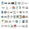 50 World Travel Cartoon Stickers: Waterproof Decorations for Phone, Water Bottle, Luggage, Planner