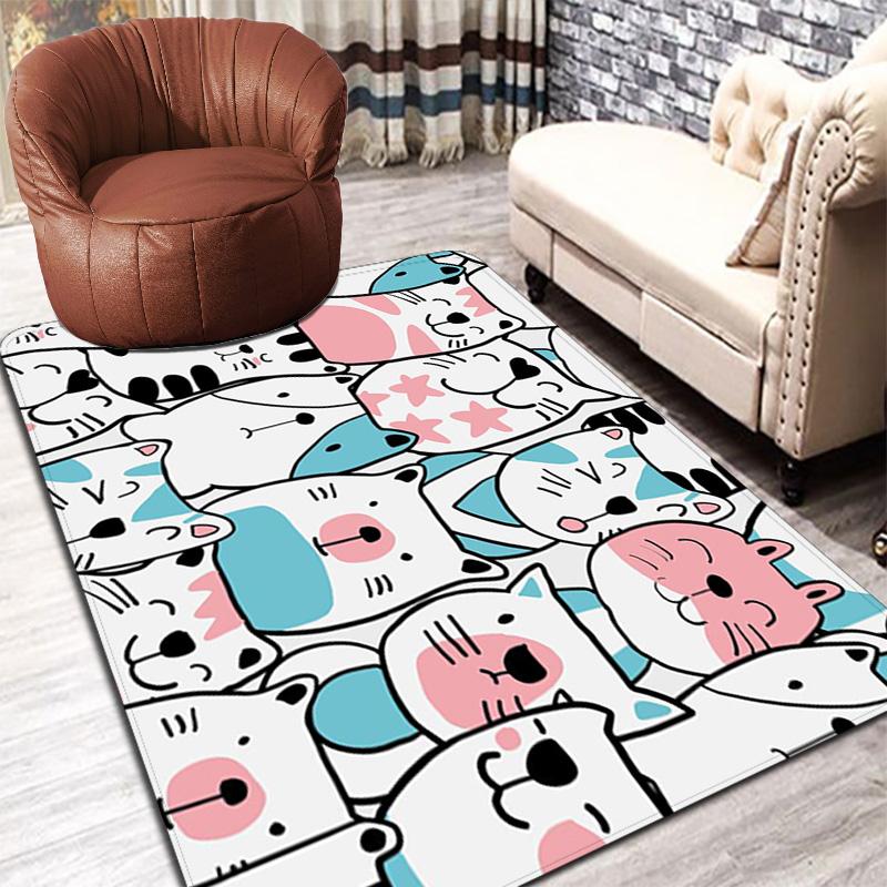 Cozy Cute Cartoon Cat & Animal Print Rug Floor Mat for Living Room or Bedroom Soft and Comfortable Carpet a Gift for Birthday and Holiday.ZFF0913372