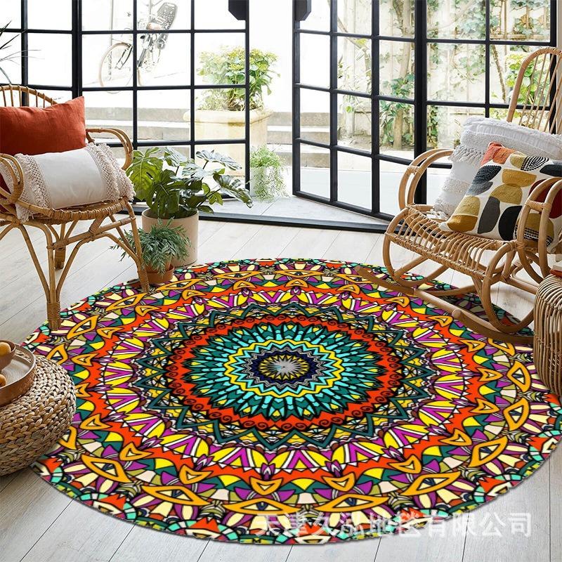 Wohnzimmer Runder Teppich Böhmischer Ethno-Stil Schlafzimmer Balkon Hängekorb Teppich