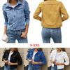 Women's Denim Jackets Fashion Female Casual Long Sleeve Lapel Solid Button Down Chest Pocket Slim Jean Jacket