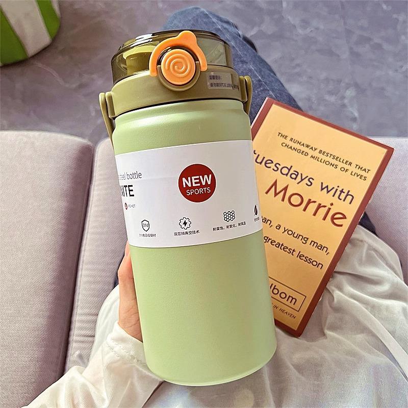1L/1.2L Stainless Steel Thermal Water Bottle Thermoses Vacuum Flask With Straw Tumbler Portable Cold Hot Drinks Thermos Cup Gym