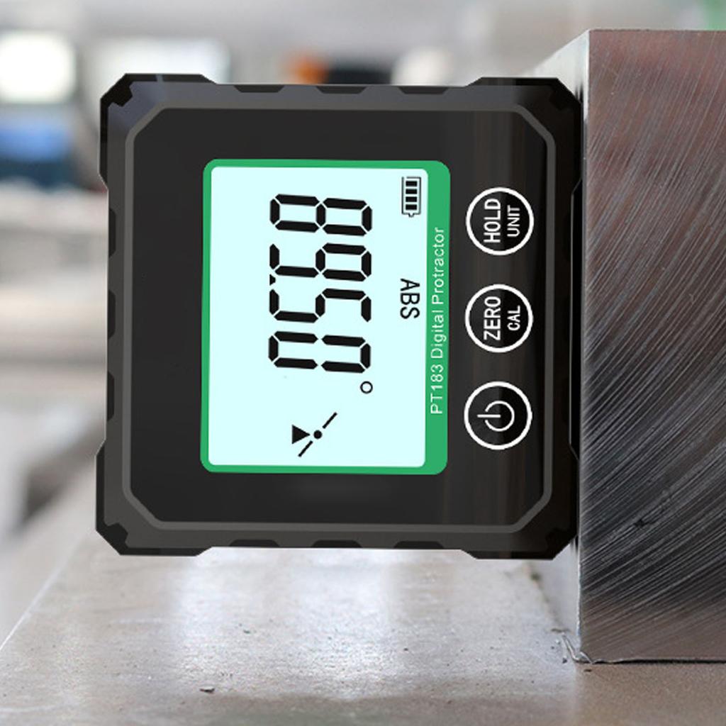 Digital Angle Finder with Electronic   Inclinometer Protractor 4 Side Strong Magnet 90 Degree Angle Gage Woodworking Measuring Tool with Backlit