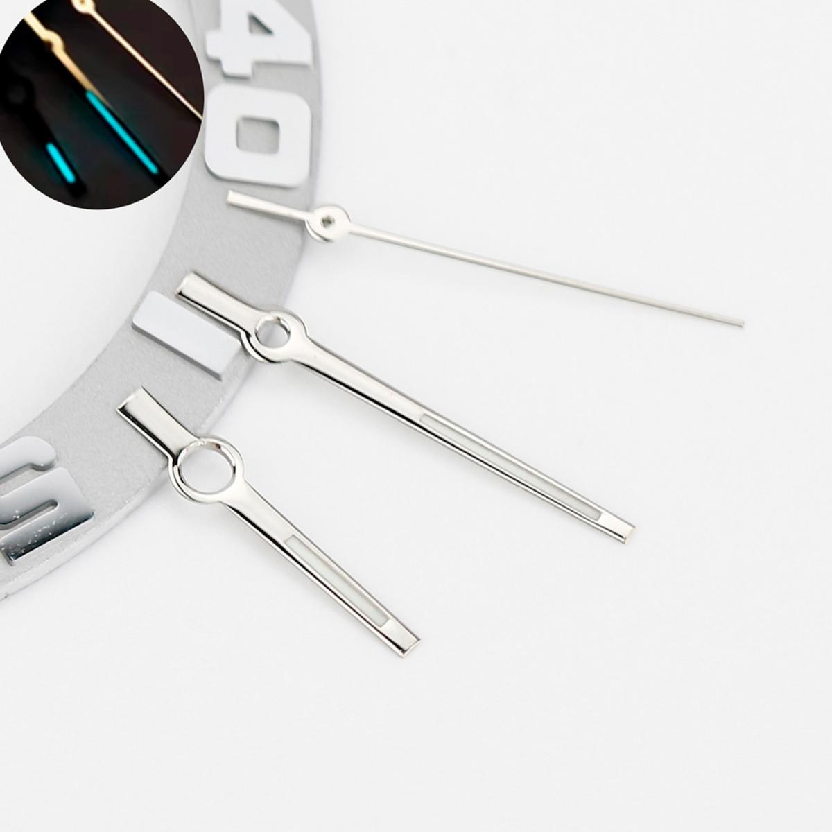 

Стрелки для логбука NH35 NH36 Полированные серебристые стрелки 8*12*12,5 мм Стрелки в стиле батон для Datejust Часовые стрелки C3 Синий люминесцентный Замена серебряный/синий