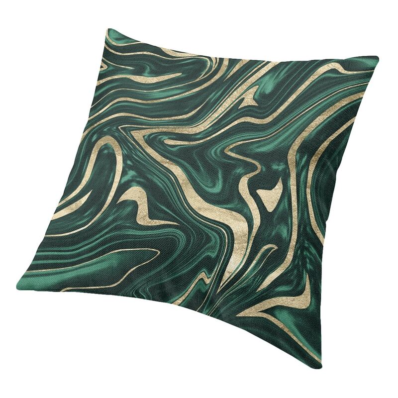 Fashion Emerald Green Black Gold Marble Throw Pillow Cover Home Decor Custom Square Cushion Cover 45X45 Pillowcover For Sofa