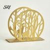 Seiko Napkin Holder Deer for Table Standing Animal Forest Tree Tissue Dispenser Round Hollow Design Metal Rustic Cloth Napkins Kitchen Farmhouse