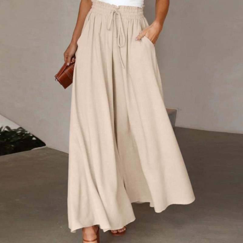 Women's Elastic Waist Wide Leg Pants Casual Loose Pants for Spring and Summer