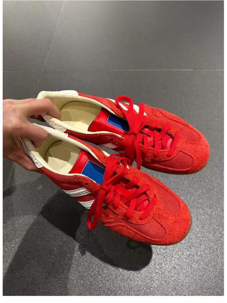 Retro Rote Schnür-Damen-Leder-Skate-Sneaker