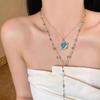 Flower Pendant Layered Necklace Gold Plated Colorful  Chain Choker Y2K Aesthetic Jewelry For Women