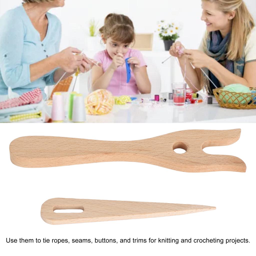 2Pcs Knitting Fork and Eye Needle Kit Multifunctional Wood Weaving Crochet for Jewelry Toys Dresses Weaving Tool