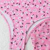 2025 Europäischer & Amerikanischer Rosa Print Sexy Bikini Dreiteiliger Damen Badeanzug Set