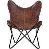 Vintage Brown Leather & Arm Butterfly Chair | Genuine Tan Leather Butterfly Chair Home Decor | Handmade Chair