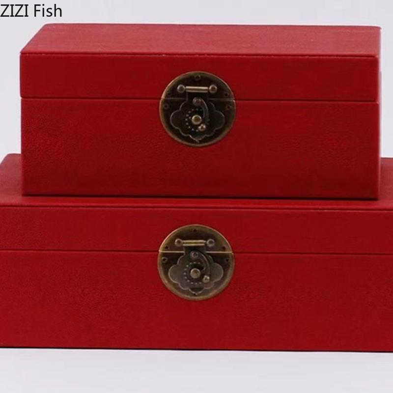 Chinese Style Lock Buckle Jewelry Boxes Leather Cosmetic Jar Dresser Table Desk Decoration Home Exquisite Jewelry Storage Jar